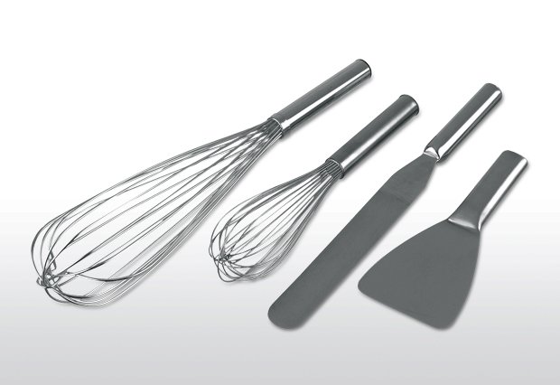 Stainless steel scrapers and whisks